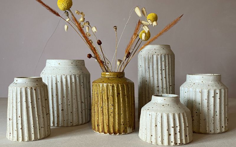 A collection of ceramic vases.