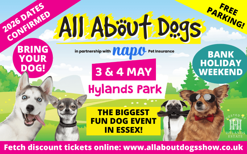 All About Dogs Show 3 & 4 May at Hylands Park.