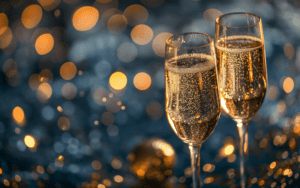 Two glasses of champagne.