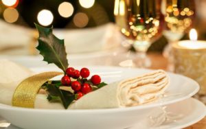 A Christmassy place setting.