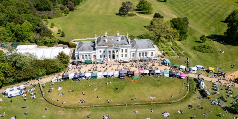 An arial view of Hylands Open Estate Day